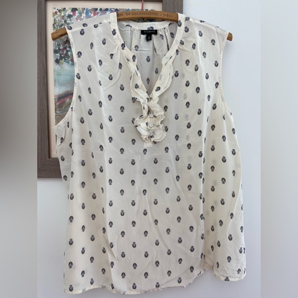100% Silk TALBOTS Sumptuous Ruffle Front Sleeveless Blouse in Ivory - Picture 7 of 10